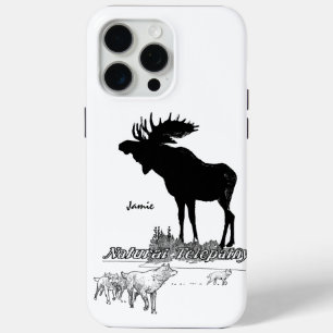 Funda Para iPhone 15 Pro Max Lobo de alce negro y blanco