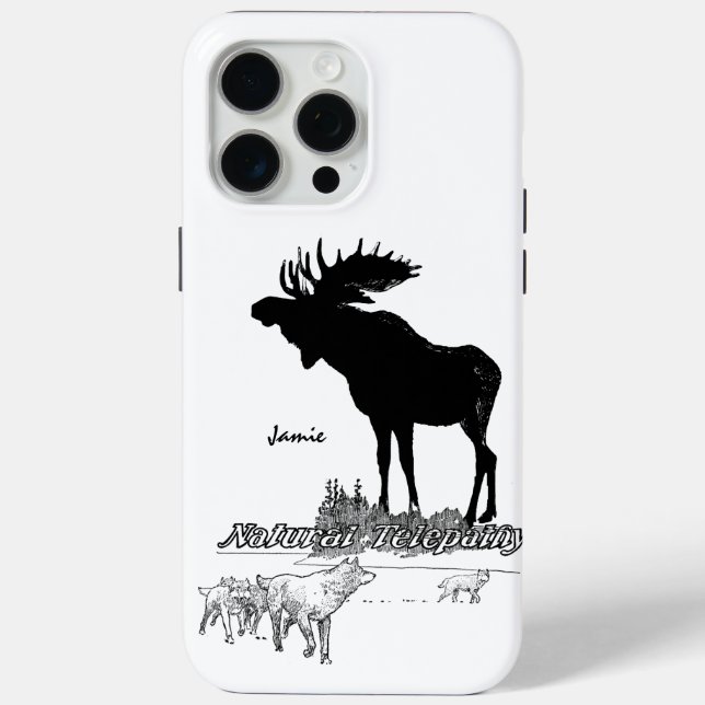 Funda De Case-Mate Para iPhone Lobo de alce negro y blanco (Reverso )