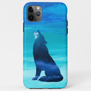 Funda Para iPhone 11 Pro Max Lobo de Howling con fondo acuarela