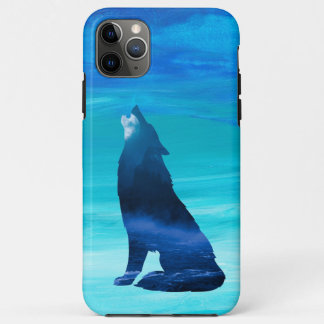 Funda Para iPhone 11 Pro Max Lobo de Howling con fondo acuarela