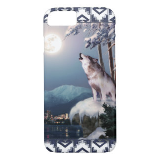 Funda Para iPhone 8/7 Lobo del grito con la ciudad de la caja del