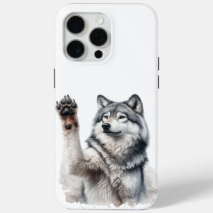 Funda Para iPhone 15 Pro Max Lobo gris artístico en acuarela