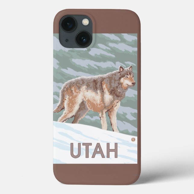Funda De Case-Mate Para iPhone Lobo gris StandingUtah (Reverso)