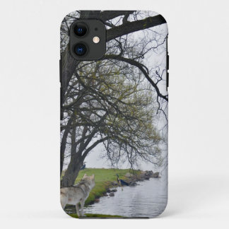 Funda Para iPhone 11 Lobo gris y herones por Funda del iPhone 5 de Lake