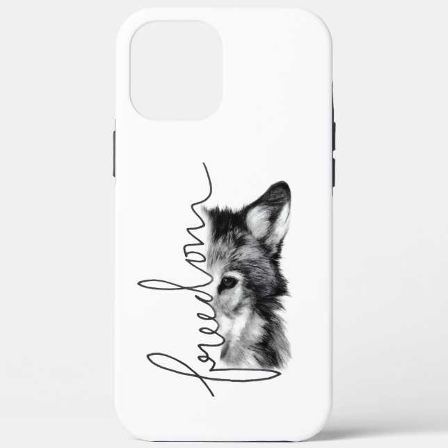 Funda De Case-Mate Para iPhone Lobo Libertad Arte Mínimo de Línea - (Reverso )