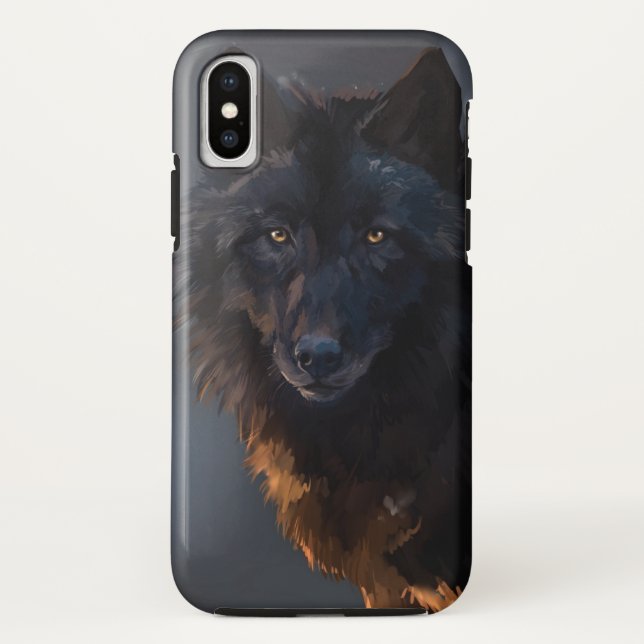 Funda De Case-Mate Para iPhone Lobo negro (Reverso)
