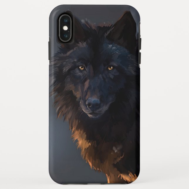 Funda De Case-Mate Para iPhone Lobo negro (Reverso)