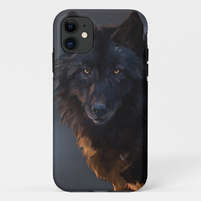 Funda De Case-Mate Para iPhone Lobo negro (Reverso)