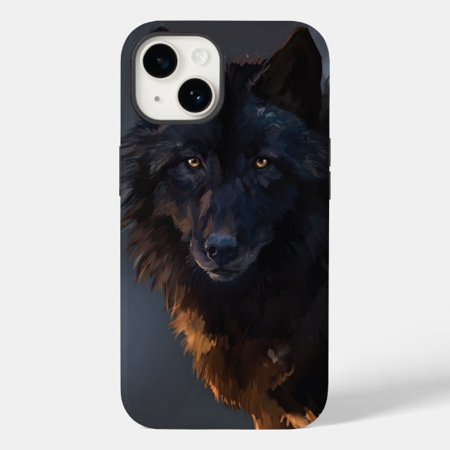 Funda De Case-Mate Para iPhone Lobo negro (Reverso )