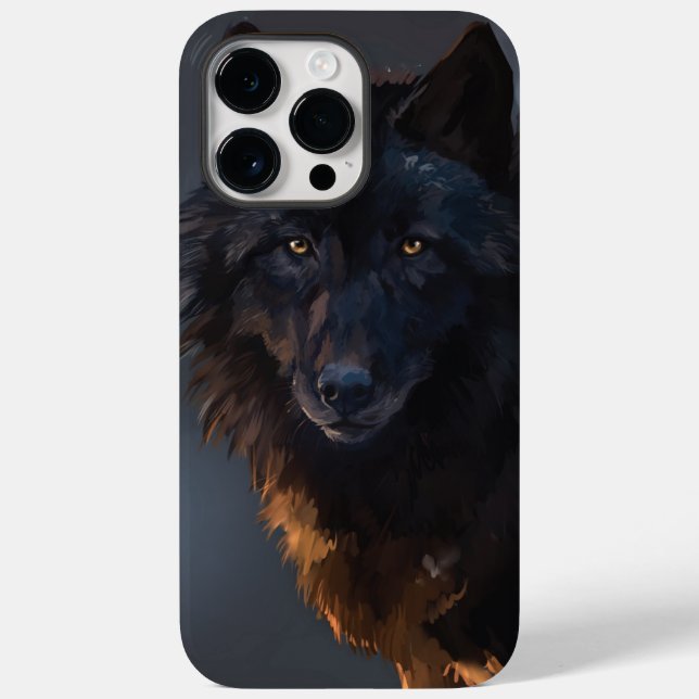 Funda De Case-Mate Para iPhone lobo negro (Reverso )