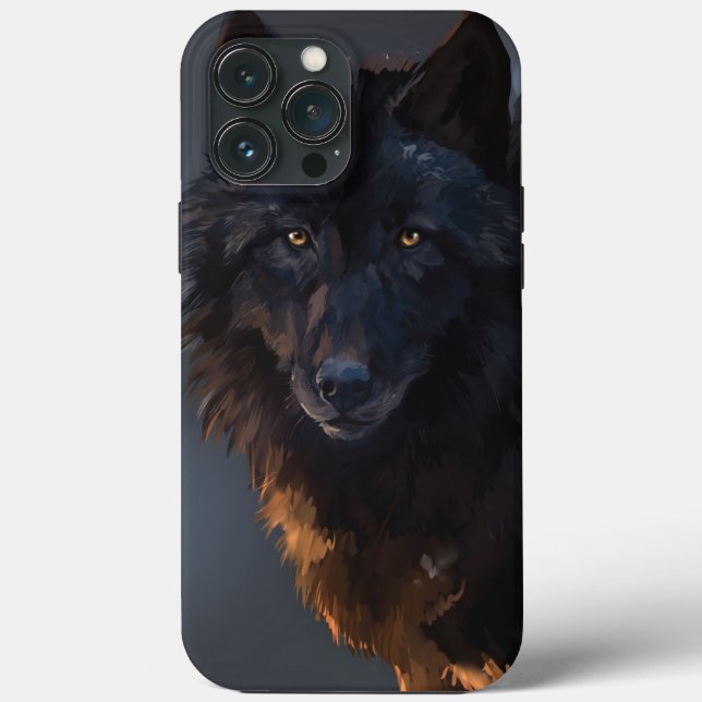 Funda De Case-Mate Para iPhone Lobo negro (Reverso )