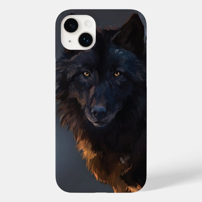 Funda De Case-Mate Para iPhone Lobo negro (Reverso )
