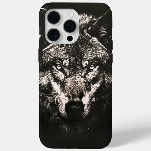 Funda De Case-Mate Para iPhone Lobo salvaje majestuoso monocromo (Reverso )