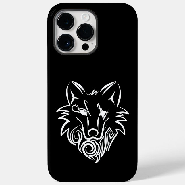 Funda De Case-Mate Para iPhone Lobo tribal blanco y negro (Reverso )