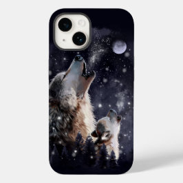 Funda Para iPhone 14 De Case-Mate Lobo y cachorro aullando en la luna