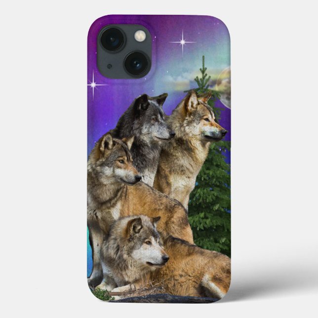 Funda De Case-Mate Para iPhone lobo y luna (Reverso)