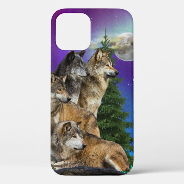 Funda De Case-Mate Para iPhone Lobo y luna (Reverso )