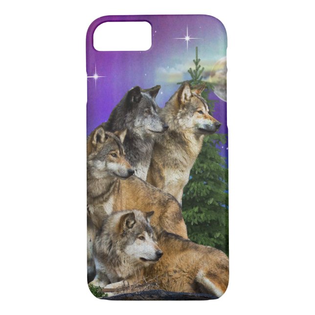 Funda De Case-Mate Para iPhone lobo y luna (Reverso)