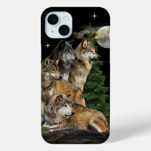 Funda Para iPhone 15 Mini Lobo y Luna