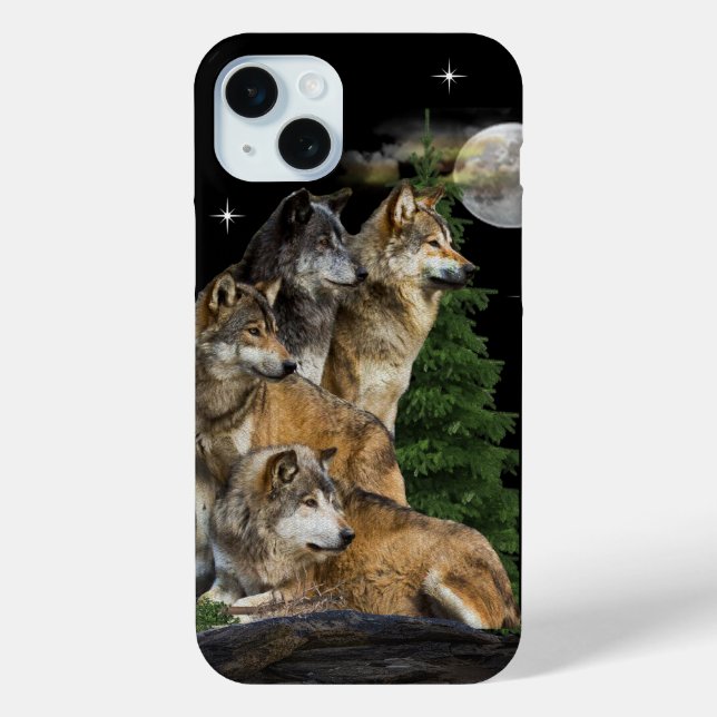 Funda De Case-Mate Para iPhone Lobo y Luna (Reverso )