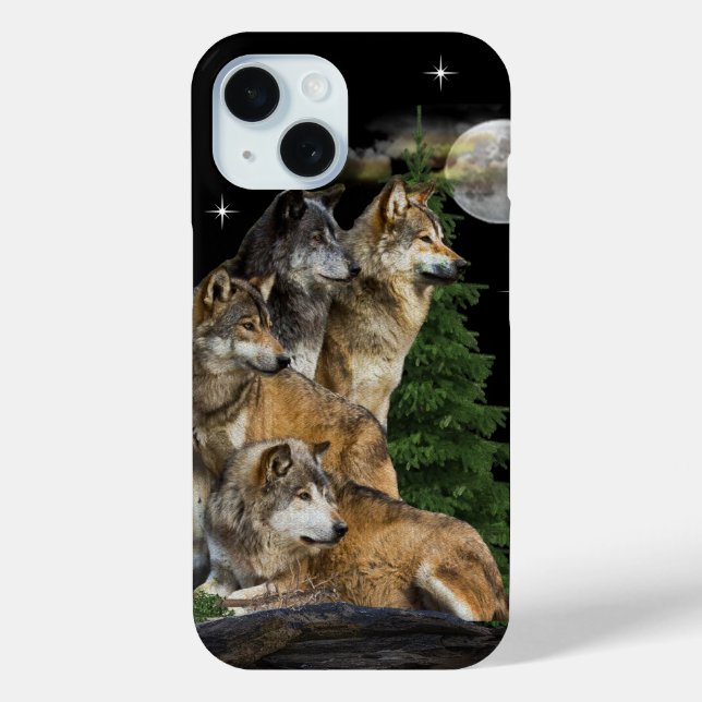 Funda De Case-Mate Para iPhone Lobo y Luna (Reverso )