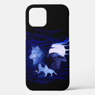 Funda Para iPhone 12 Lobos y Raven con luna llena