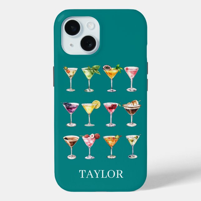 Funda De Case-Mate Para iPhone Locura de Martini Monogramado (Reverso )
