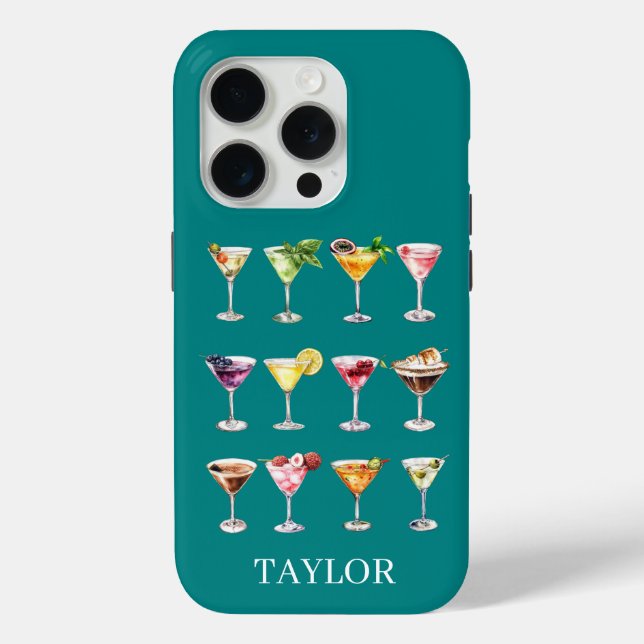 Funda De Case-Mate Para iPhone Locura de Martini Monogramado (Reverso )