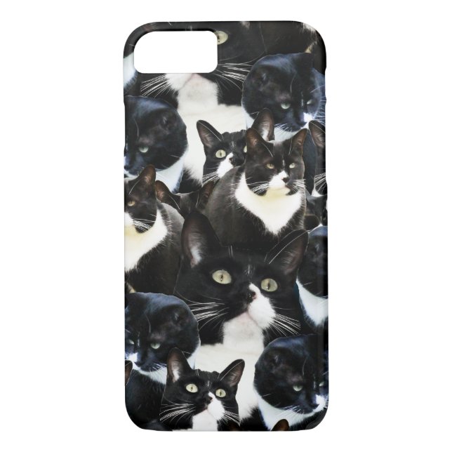 Funda De Case-Mate Para iPhone Locura del gato blanco negro (Reverso)