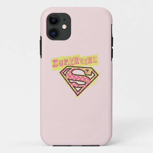 Funda De Case-Mate Para iPhone Logo de Supergirl Grunge Rosa (Reverso)