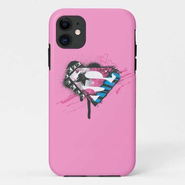 Funda De Case-Mate Para iPhone Logo de Supergirl Hearts (Reverso)