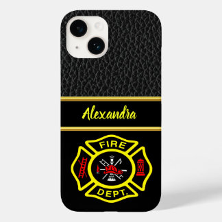 Funda Para iPhone 14 De Case-Mate Logo del Departamento de Bomberos Insignia Negra Y