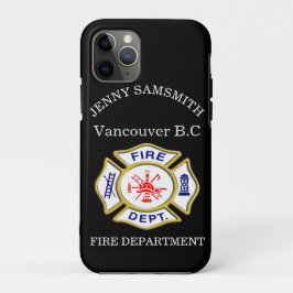 Funda Para iPhone 11 Pro Logo del Departamento de Bomberos oro azul y blanc