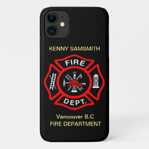 Funda Para iPhone 11 Logo del Departamento de Incendios Negro y Rojo11
