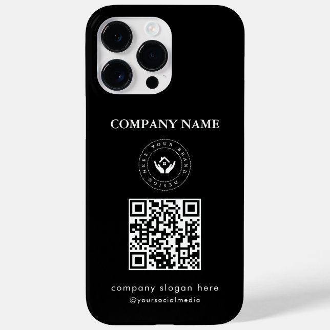 Funda De Case-Mate Para iPhone Logo editable estilo moderno | código qr y texto (Reverso)
