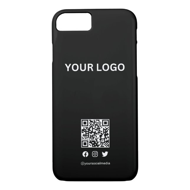 Funda De Case-Mate Para iPhone Logo editable estilo moderno | código qr y texto (Reverso)