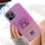 Funda Para iPhone 14 Pro Max De Case-Mate Logo empresarial moderno púrpura rosa qr<br><div class="desc">Negro moderno y falso rosa morado purpurina en el código qr del logo corporativo de negocios rosa. Una forma sencilla y eficiente de publicitar su empresa.</div>