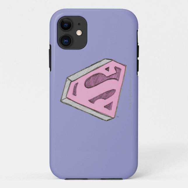 Funda De Case-Mate Para iPhone Logo rosa esbozado de superchica (Reverso)