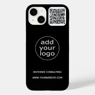 Funda Para iPhone 14 De Case-Mate Logo y código QR negro   Minimalista empresarial