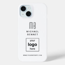 Funda Para iPhone 15 Logotipo comercial simple de Personalizado blanco