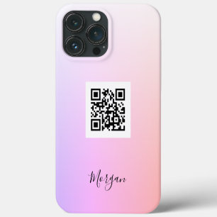Funda Para iPhone 13 Pro Max Logotipo de arte de foto nombre código QR, gradien