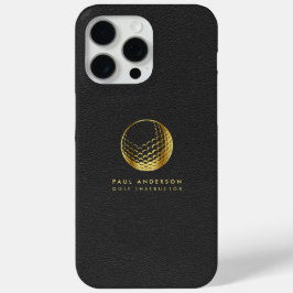 Funda Para iPhone 15 Pro Max Logotipo de la Bolsa de Golf Dorada Elegante Monog