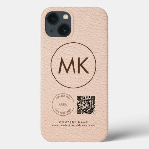 Funda Para iPhone 13 Logotipo de la compañía Código QR Monograma Crema