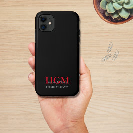 Funda Para iPhone 11 Logotipo de Monograma Simple Profesional Rojo Negr