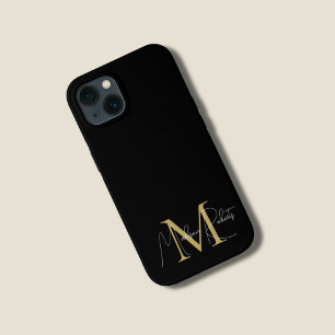 Funda Para iPhone 13 logotipo de nombre de guión de monograma moderno n