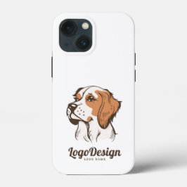 Funda Para iPhone 13 Mini logotipo de perro ilustrado con un marrón y blanco