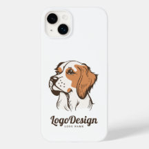 logotipo de perro ilustrado con un marrón y blanco