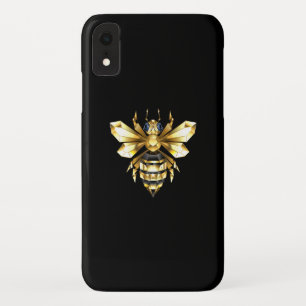 Funda Para iPhone XR Logotipo de Relieve metalizado dorado falso poligo