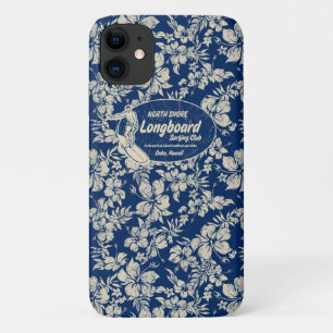 Funda Para iPhone 11 Logotipo del Club Surfing Longboard e Hibiscus Haw