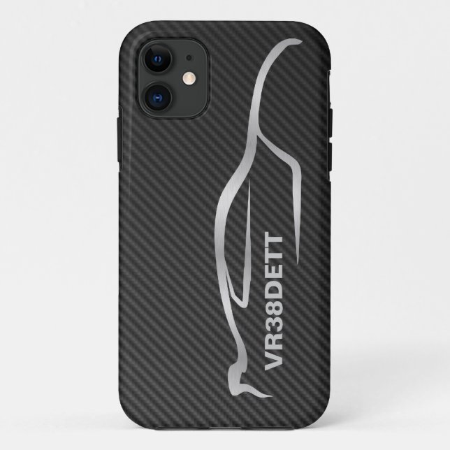 Funda De Case-Mate Para iPhone Logotipo gris de la silueta de GT-r del horizonte (Reverso)